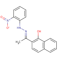 2d structure of 2-[(1E)-1-[2-(2-nitrophenyl)hydrazin-1-ylidene]ethyl]naphthalen-1-ol