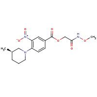 2d structure of (methoxycarbamoyl)methyl 4-[(3R)-3-methylpiperidin-1-yl]-3-nitrobenzoate
