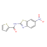 2d structure of N-(6-nitro-1,3-benzothiazol-2-yl)thiophene-2-carboxamide