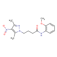 2d structure of 4-(3,5-dimethyl-4-nitro-1H-pyrazol-1-yl)-N-(2-methoxyphenyl)butanamide