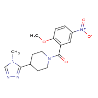 2d structure of 1-[(2-methoxy-5-nitrophenyl)carbonyl]-4-(4-methyl-4H-1,2,4-triazol-3-yl)piperidine