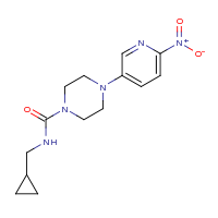 2d structure of N-(cyclopropylmethyl)-4-(6-nitropyridin-3-yl)piperazine-1-carboxamide