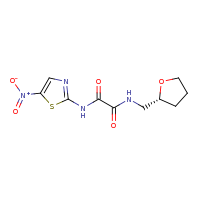 2d structure of N-(5-nitro-1,3-thiazol-2-yl)-N'-[(2R)-oxolan-2-ylmethyl]ethanediamide