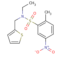 2d structure of N-ethyl-2-methyl-5-nitro-N-(thiophen-2-ylmethyl)benzene-1-sulfonamide