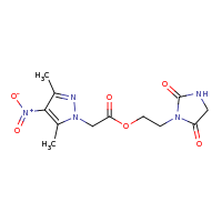 2d structure of 2-(2,5-dioxoimidazolidin-1-yl)ethyl 2-(3,5-dimethyl-4-nitro-1H-pyrazol-1-yl)acetate