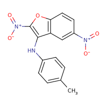 2d structure of N-(4-methylphenyl)-2,5-dinitro-1-benzofuran-3-amine