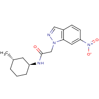 2d structure of N-[(1S,3S)-3-methylcyclohexyl]-2-(6-nitro-1H-indazol-1-yl)acetamide