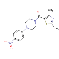 2d structure of 1-[(2,4-dimethyl-1,3-thiazol-5-yl)carbonyl]-4-(4-nitrophenyl)piperazine