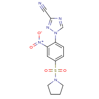 2d structure of 1-[2-nitro-4-(pyrrolidine-1-sulfonyl)phenyl]-1H-1,2,4-triazole-3-carbonitrile