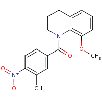 2d structure of 8-methoxy-1-[(3-methyl-4-nitrophenyl)carbonyl]-1,2,3,4-tetrahydroquinoline