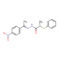 2d structure of (2S)-N'-[(1E)-1-(4-nitrophenyl)ethylidene]-2-(phenylsulfanyl)propanehydrazide
