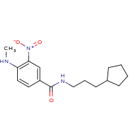 2d structure of N-(3-cyclopentylpropyl)-4-(methylamino)-3-nitrobenzamide