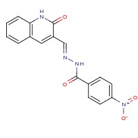 2d structure of 4-nitro-N'-[(1E)-(2-oxo-1,2-dihydroquinolin-3-yl)methylidene]benzohydrazide