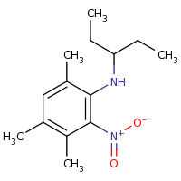 2d structure of 3,4,6-trimethyl-2-nitro-N-(pentan-3-yl)aniline