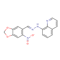 2d structure of 8-[(E)-2-[(6-nitro-2H-1,3-benzodioxol-5-yl)methylidene]hydrazin-1-yl]quinoline