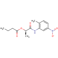 2d structure of (1R)-1-[(2-methyl-5-nitrophenyl)carbamoyl]ethyl butanoate