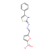 2d structure of 2-[(E)-2-[(5-nitrofuran-2-yl)methylidene]hydrazin-1-ylidene]-4-phenyl-2,3-dihydro-1,3-thiazole