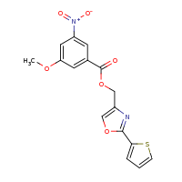 2d structure of [2-(thiophen-2-yl)-1,3-oxazol-4-yl]methyl 3-methoxy-5-nitrobenzoate