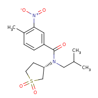 2d structure of N-[(3S)-1,1-dioxo-1$l^{6}-thiolan-3-yl]-4-methyl-N-(2-methylpropyl)-3-nitrobenzamide