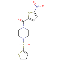 2d structure of 1-[(5-nitrothiophen-2-yl)carbonyl]-4-(thiophene-2-sulfonyl)piperazine