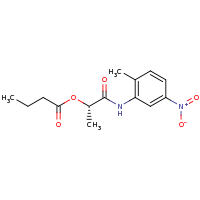 2d structure of (1S)-1-[(2-methyl-5-nitrophenyl)carbamoyl]ethyl butanoate
