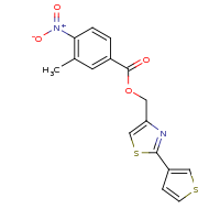 2d structure of [2-(thiophen-3-yl)-1,3-thiazol-4-yl]methyl 3-methyl-4-nitrobenzoate