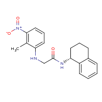 2d structure of 2-[(2-methyl-3-nitrophenyl)amino]-N-[(1R)-1,2,3,4-tetrahydronaphthalen-1-yl]acetamide