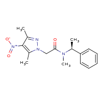 2d structure of 2-(3,5-dimethyl-4-nitro-1H-pyrazol-1-yl)-N-methyl-N-[(1S)-1-phenylethyl]acetamide