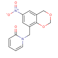 2d structure of 1-[(6-nitro-2,4-dihydro-1,3-benzodioxin-8-yl)methyl]-1,2-dihydropyridin-2-one
