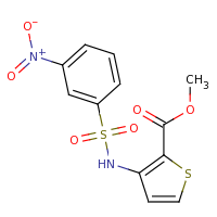 2d structure of methyl 3-[(3-nitrobenzene)sulfonamido]thiophene-2-carboxylate