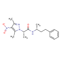 2d structure of (2S)-2-(3,5-dimethyl-4-nitro-1H-pyrazol-1-yl)-N-[(2R)-4-phenylbutan-2-yl]propanamide