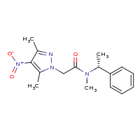 2d structure of 2-(3,5-dimethyl-4-nitro-1H-pyrazol-1-yl)-N-methyl-N-[(1R)-1-phenylethyl]acetamide