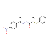 2d structure of (2R)-N'-[(1E)-1-(4-nitrophenyl)ethylidene]-2-(phenylsulfanyl)propanehydrazide