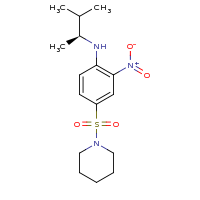 2d structure of N-[(2S)-3-methylbutan-2-yl]-2-nitro-4-(piperidine-1-sulfonyl)aniline