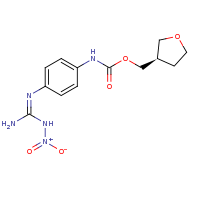 2d structure of (3R)-oxolan-3-ylmethyl N-{4-[(Z)-[amino(nitroamino)methylidene]amino]phenyl}carbamate