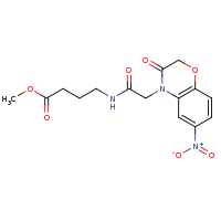 2d structure of methyl 4-[2-(6-nitro-3-oxo-3,4-dihydro-2H-1,4-benzoxazin-4-yl)acetamido]butanoate