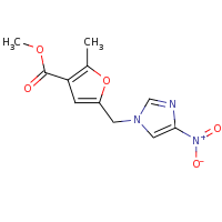 2d structure of methyl 2-methyl-5-[(4-nitro-1H-imidazol-1-yl)methyl]furan-3-carboxylate