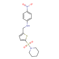 2d structure of 4-nitro-N-{[5-(piperidine-1-sulfonyl)thiophen-2-yl]methyl}aniline