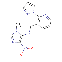 2d structure of 1-methyl-4-nitro-N-{[2-(1H-pyrazol-1-yl)pyridin-3-yl]methyl}-1H-imidazol-5-amine