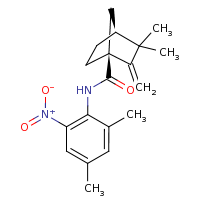 2d structure of (1S,4S)-N-(2,4-dimethyl-6-nitrophenyl)-3,3-dimethyl-2-methylidenebicyclo[2.2.1]heptane-1-carboxamide