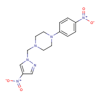 2d structure of 1-[(4-nitro-1H-pyrazol-1-yl)methyl]-4-(4-nitrophenyl)piperazine