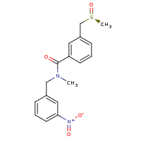 2d structure of 3-[(S)-methanesulfinylmethyl]-N-methyl-N-[(3-nitrophenyl)methyl]benzamide