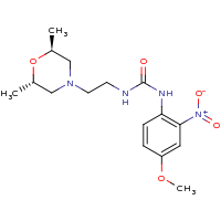 2d structure of 3-{2-[(2S,6S)-2,6-dimethylmorpholin-4-yl]ethyl}-1-(4-methoxy-2-nitrophenyl)urea