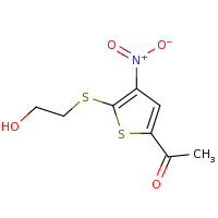 2d structure of 1-{5-[(2-hydroxyethyl)sulfanyl]-4-nitrothiophen-2-yl}ethan-1-one