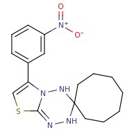 2d structure of 7-(3-nitrophenyl)-1,3-dihydrospiro[[1,3]thiazolo[3,2-b][1,2,4,5]tetrazine-2,1'-cyclooctane]