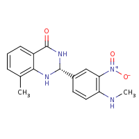 2d structure of (2R)-8-methyl-2-[4-(methylamino)-3-nitrophenyl]-1,2,3,4-tetrahydroquinazolin-4-one
