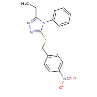 2d structure of 3-ethyl-5-{[(4-nitrophenyl)methyl]sulfanyl}-4-phenyl-4H-1,2,4-triazole