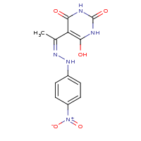 2d structure of 6-hydroxy-5-[(1Z)-1-[2-(4-nitrophenyl)hydrazin-1-ylidene]ethyl]-1,2,3,4-tetrahydropyrimidine-2,4-dione