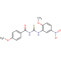 2d structure of 1-(2-methoxy-5-nitrophenyl)-3-[(4-methoxyphenyl)carbonyl]thiourea