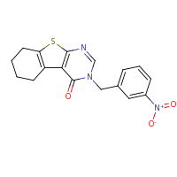 2d structure of 4-[(3-nitrophenyl)methyl]-8-thia-4,6-diazatricyclo[7.4.0.0^{2,7}]trideca-1(9),2(7),5-trien-3-one